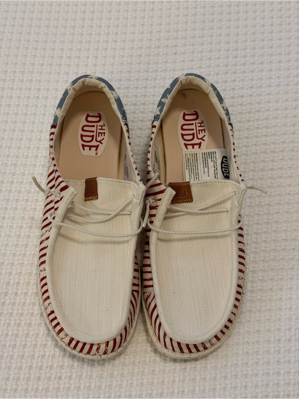 NWOT HEYDUDE Wendy Funk Americana Stars American Flag Shoes Women’s 10